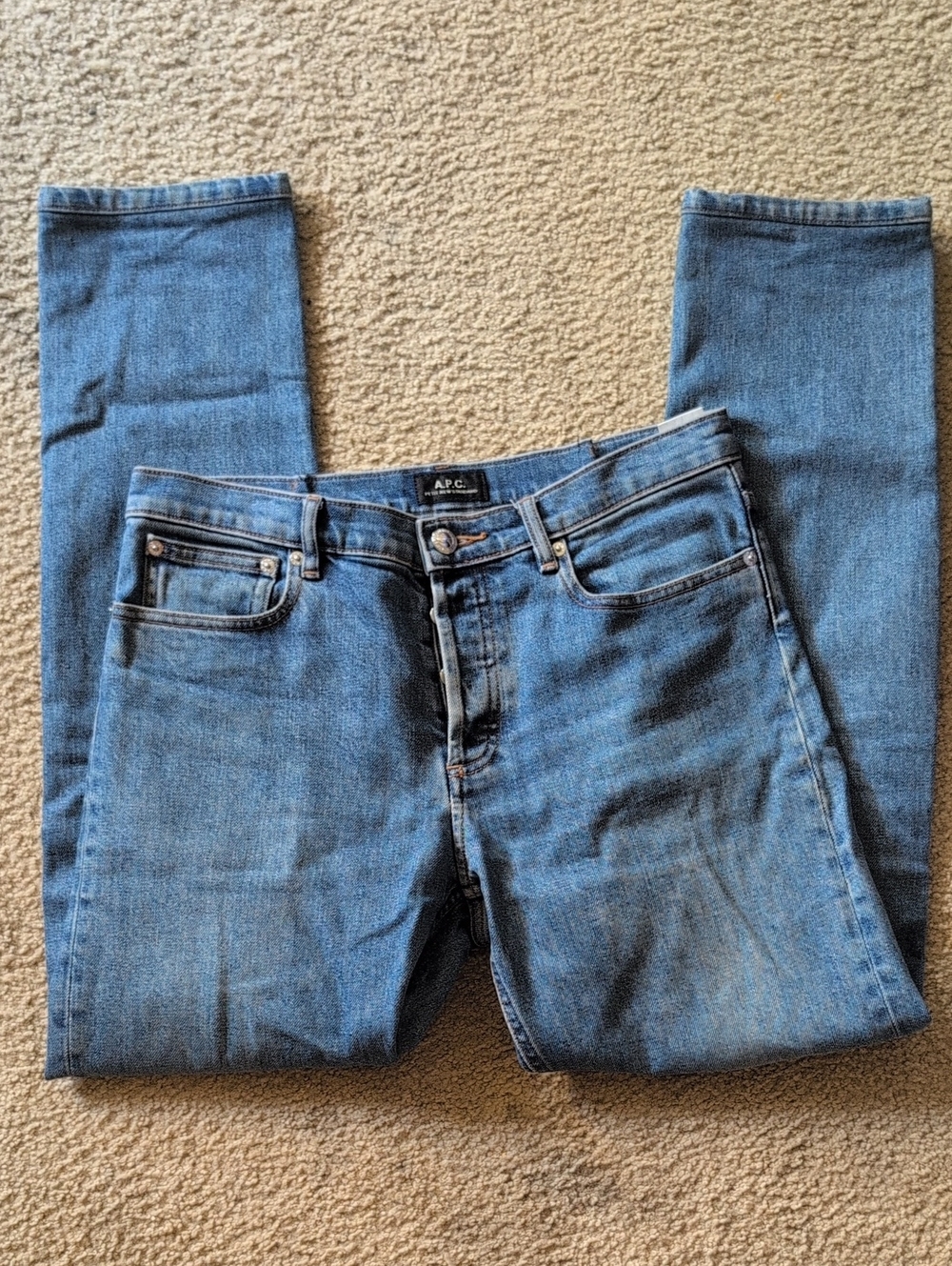 A.P.C. Women's Straight-Leg Jeans in Blue Denim